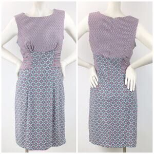 2/$30 Roz & Ali 8 Womens Blue Pink Print Sleeveless Sheath Dress